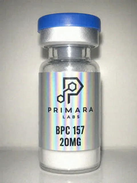 BPC-157 20mg vial from Primara Labs, photographed from stock