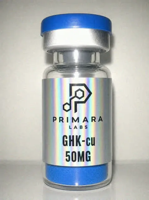 GHK-Cu 50mg vial from Primara Labs, photographed from stock