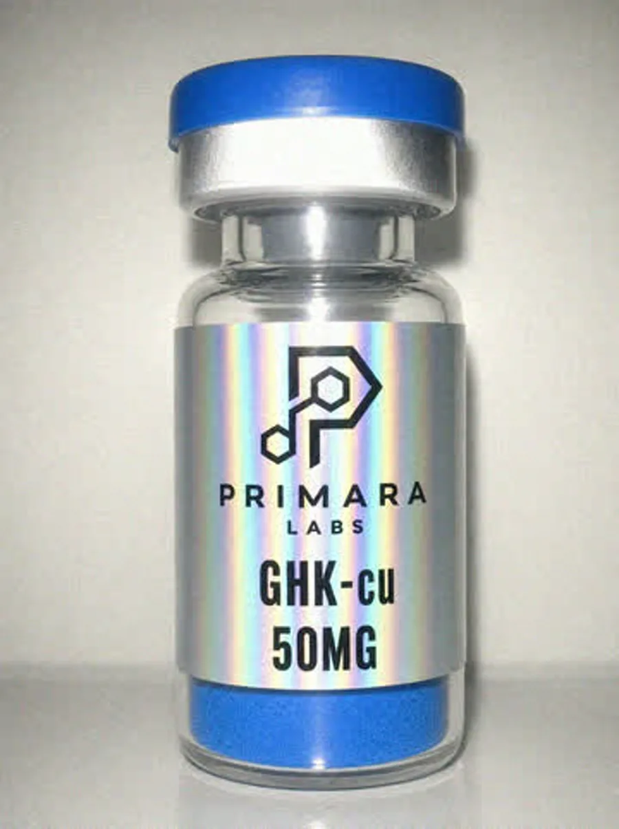 GHK-Cu 50mg vial from Primara Labs, photographed from stock
