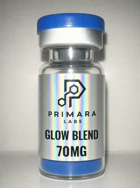 GLOW Blend 70mg vial from Primara Labs, photographed from stock