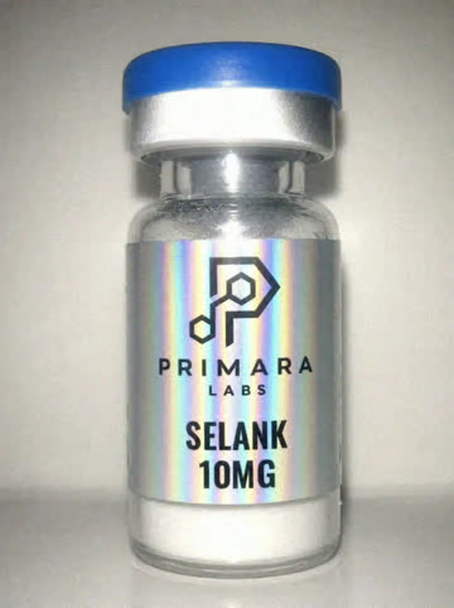 Selank 10mg vial from Primara Labs, photographed from stock