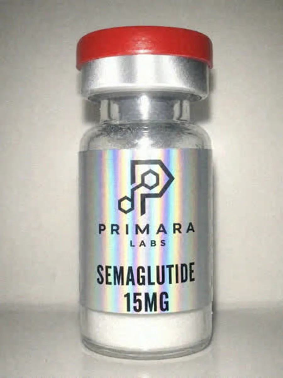 Semaglutide 15mg vial from Primara Labs, photographed from stock